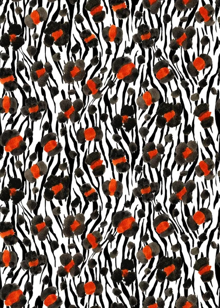 Disegno Mano Senza Cuciture Modello Luminoso Con Strisce Zebra Macchie — Foto Stock