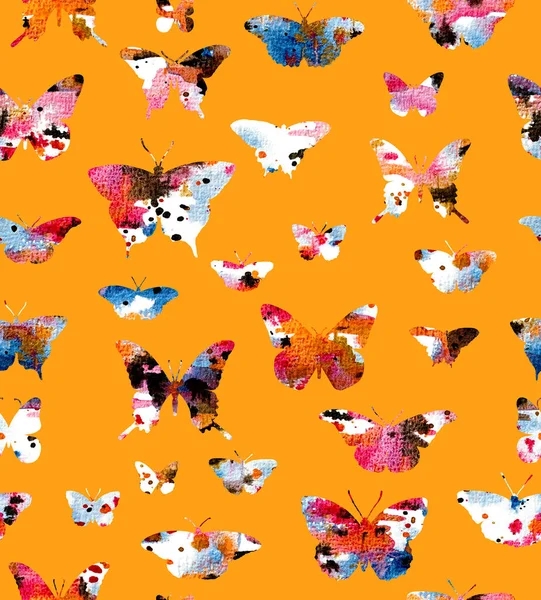 蝶とシームレスなカラフルな明るいパターン — ストック写真