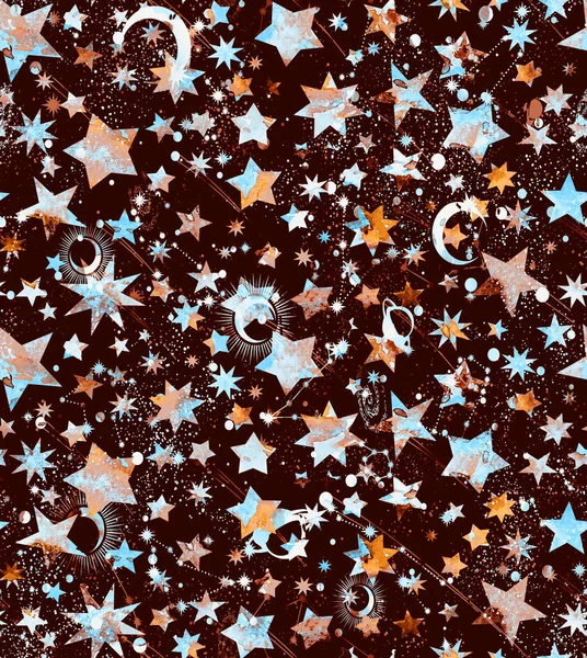 Seamless Colorful Bright Pattern Galaxy Stars — Fotografia de Stock