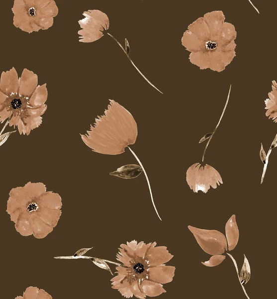 Dibujado Mano Patrón Brillante Colorido Sin Costuras Con Flores Amapolas —  Fotos de Stock