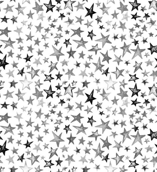 Bezszwowy Kolorowy Jasny Wzór Akwarelowymi Gwiazdami — Zdjęcie stockowe