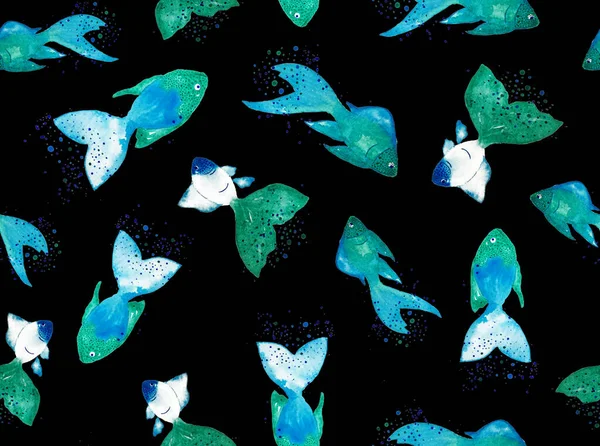 Seamless Colorful Bright Pattern Beautiful Fishes — Stock Photo, Image