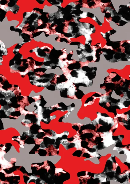 天衣无缝手绘抽象水彩斑斑豹皮图案 — 图库照片