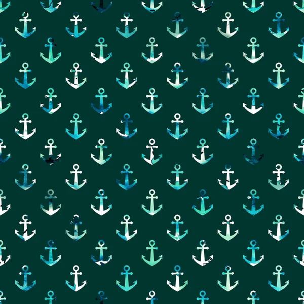 Colorful Watercolor Anchors Repeating Pattern Background — Foto Stock