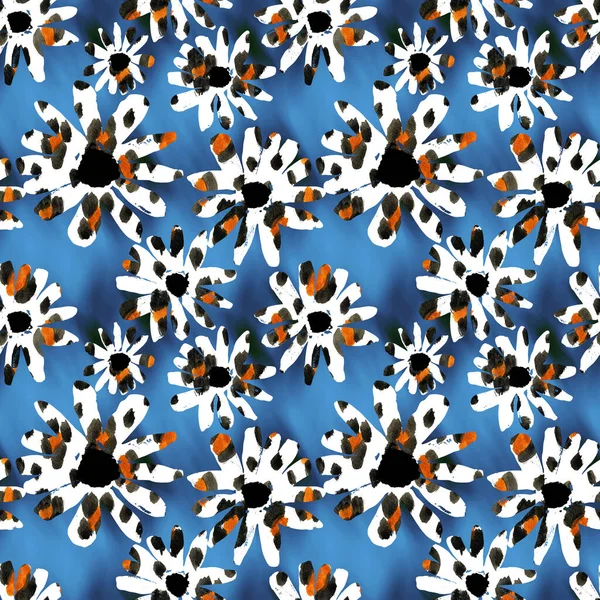 Seamless Pattern Flowers Faux Leopard Skin Black Spots — Stock Photo, Image