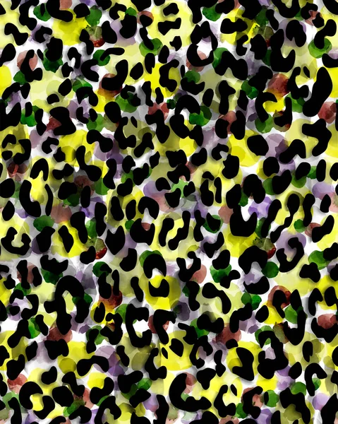 Hand Drawn Seamless Colorful Tie Dye Background Leopard Spots — Stock Photo, Image