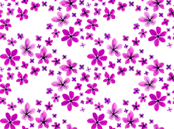 Hand Drawn Seamless Colorful Bright Pattern Colorful Flowers — Stock Photo, Image