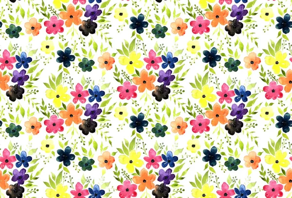 hand drawn seamless bright pattern with colorful flowers