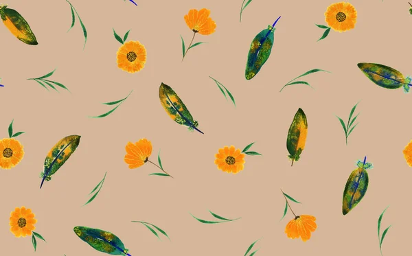 Dibujado Mano Patrón Brillante Colorido Sin Costuras Con Flores Color — Foto de Stock