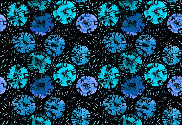 Ζωγραφισμένο Στο Χέρι Χωρίς Ραφή Πολύχρωμο Φωτεινό Μοτίβο Shibori Floral — Φωτογραφία Αρχείου