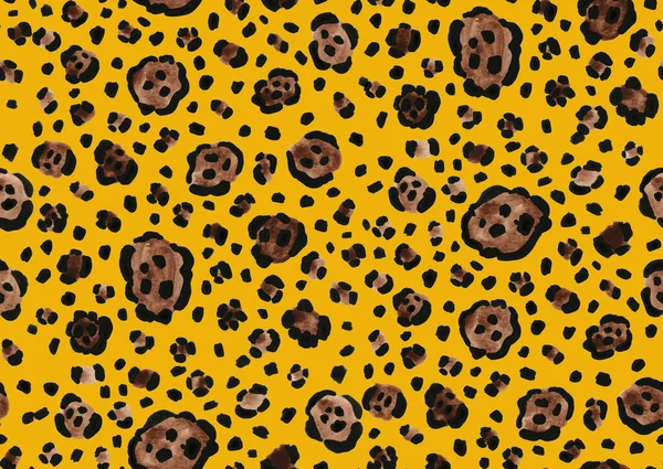 Mão Desenhada Sem Costura Padrão Brilhante Colorido Com Manchas Leopardo — Fotografia de Stock