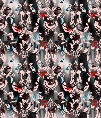 Renkli çiçeklerle renksiz parlak desen