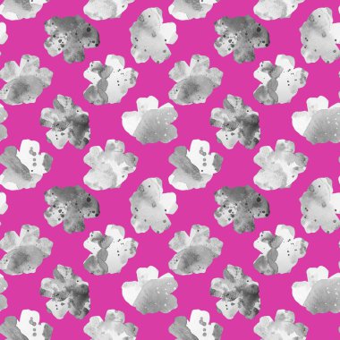 Çiçeklerle renksiz parlak desenli suluboya