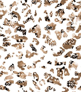 Leopar benekli, renksiz, parlak desenli el çizimi.