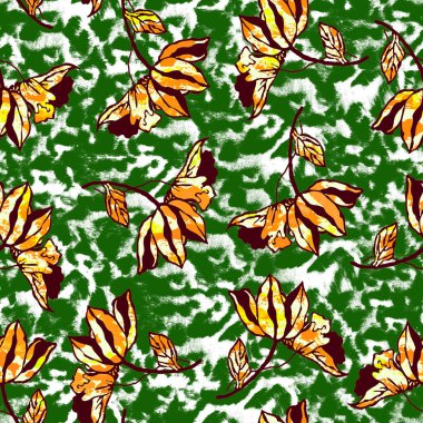 Renkli çiçekler ve leopar lekeleriyle kusursuz desen