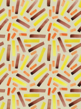 Elleri, bulanık suluboya geometrik şekillerle renksiz parlak desenler çizmiş.