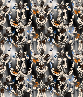 Renkli çiçeklerle renksiz parlak desen