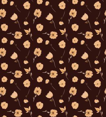 Renkli gelincik çiçekleriyle renksiz, parlak desenli el çizimi.