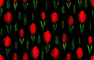 Renkli lalelerle el çizimi kusursuz desen