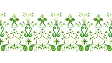 Renkli etnik çiçekli, pürüzsüz, parlak desenli el çizimi