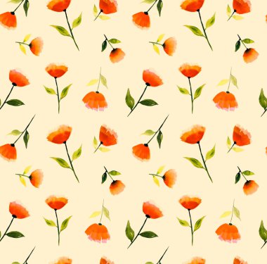 Renkli çiçeklerle el çizimi kusursuz desen 