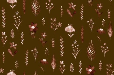 Renkli çiçeklerle renksiz, parlak desenli el çizimi  