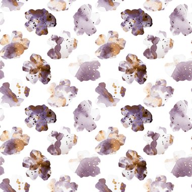 Çiçeklerle renksiz parlak desenli suluboya