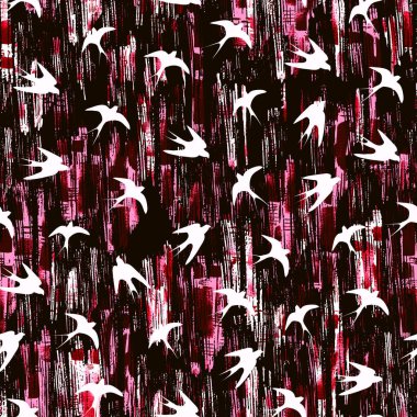Kuşlarla renksiz parlak desen