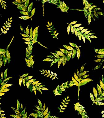 Yapraklarla renksiz, parlak desenler çizilmiş. 