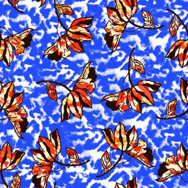 Renkli çiçekler ve leopar lekeleriyle kusursuz desen