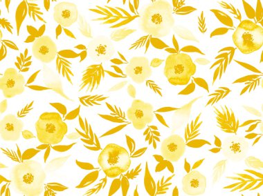 Renkli çiçeklerle renksiz, parlak desenli el çizimi