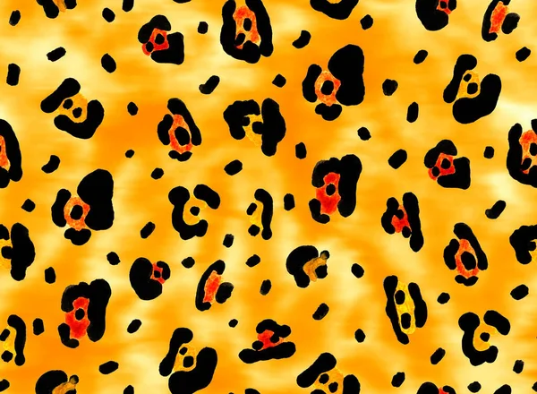 Dibujado Mano Sin Problemas Brillante Patrón Con Impresión Leopardos Sombra —  Fotos de Stock