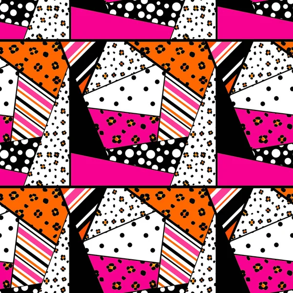 Abstract Handgetekend Naadloos Kleurrijk Helder Patroon Met Patchwork Luipaardvlekken — Stockfoto