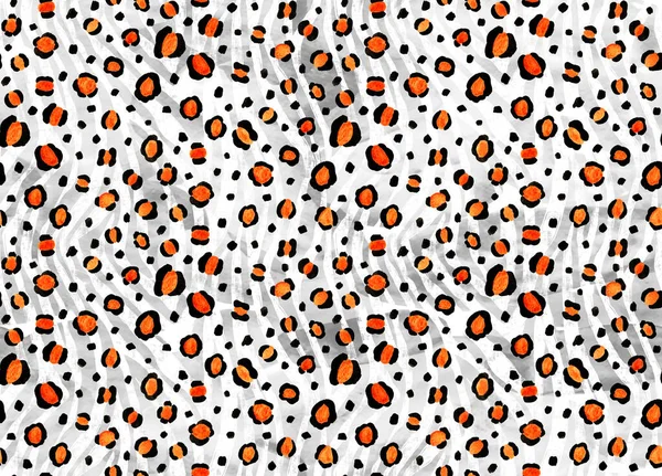 Hand Drawn Seamless Colorful Bright Pattern Leopard Spots — Stock Photo, Image