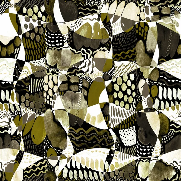 Abstract Met Hand Getekend Naadloos Kleurrijk Helder Patroon Met Vlekken — Stockfoto