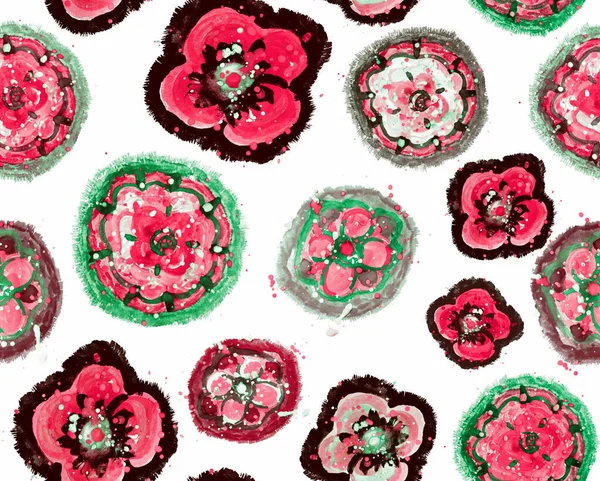 Dibujado Mano Con Brillante Patrón Flores Coloridas —  Fotos de Stock