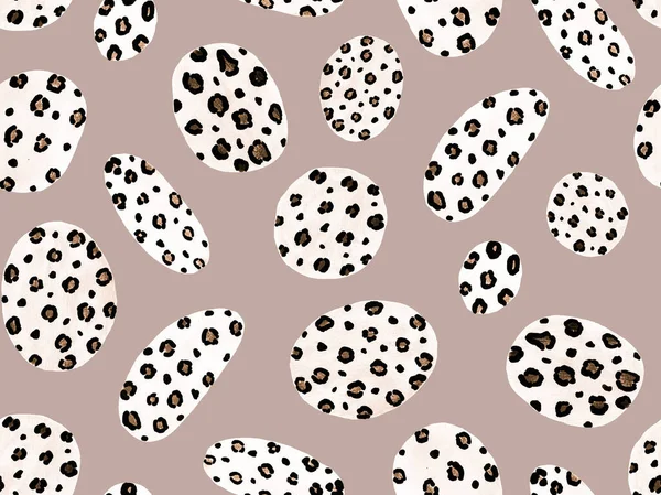 Hand Drawn Seamless Colorful Bright Pattern Leopard Spots Circles — Stock Photo, Image