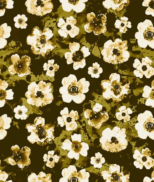 Απρόσκοπτη Ακουαρέλα Πολύχρωμο Φωτεινό Μοτίβο Λουλούδια — Φωτογραφία Αρχείου