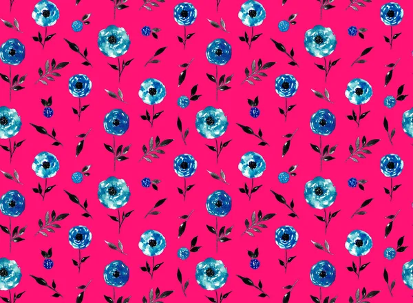 Hand Drawn Seamless Colorful Bright Pattern Colorful Flowers — Stock Photo, Image