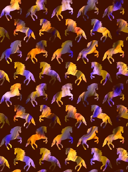 Seamless Colorful Bright Pattern Horses — Stock Photo, Image