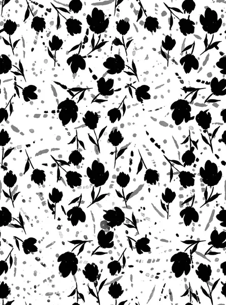 Handgezeichnete Nahtlose Aquarell Bunte Helle Muster Mit Blumen — Stockfoto