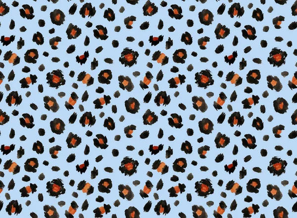 Seamless Faux Leopard Skin Pattern Black Brown Spots — Stock Photo, Image