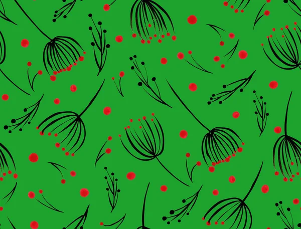 Hand Drawn Seamless Colorful Pattern Christmas Flowers — Stock Photo, Image