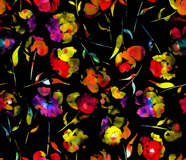 Bezszwowy Kolorowy Jasny Wzór Pięknymi Makami — Zdjęcie stockowe
