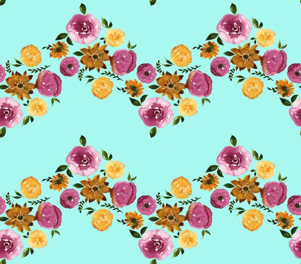 Hand Drawn Seamless Colorful Bright Pattern Colorful Flowers — Stock Photo, Image