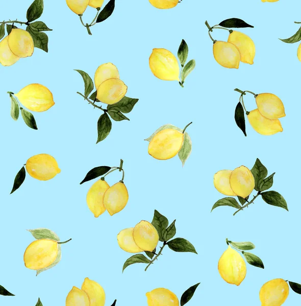 Hand Drawn Seamless Colorful Pattern Lemons — Stock Photo, Image