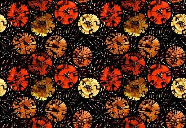 Ζωγραφισμένο Στο Χέρι Χωρίς Ραφή Πολύχρωμο Φωτεινό Μοτίβο Shibori Floral — Φωτογραφία Αρχείου