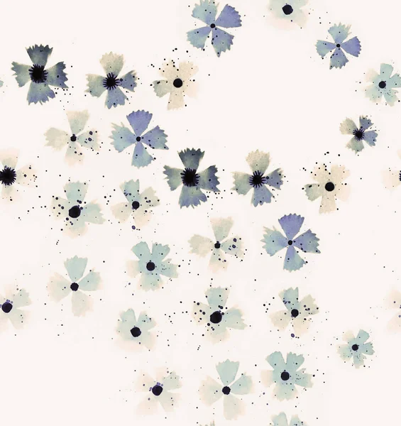 Bezszwowy Akwarela Kolorowy Jasny Wzór Kwiatami — Zdjęcie stockowe