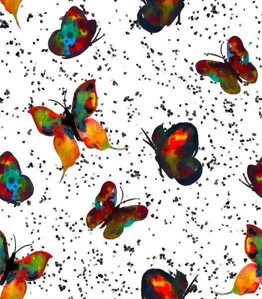 Nahtlose Bunte Helle Muster Mit Schmetterlingen Und Punkten — Stockfoto