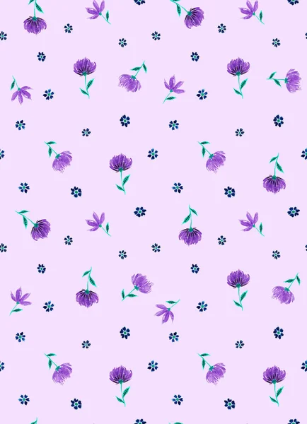 Hand Drawn Seamless Watercolor Colorful Bright Pattern Colorful Flowers — Stock Photo, Image